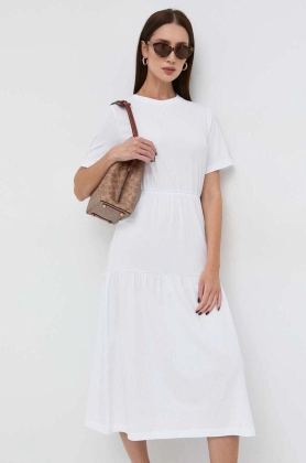 Max Mara Leisure rochie culoarea alb, midi, evazati