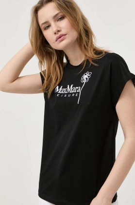 Max Mara Leisure tricou din bumbac culoarea negru