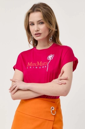 Max Mara Leisure tricou din bumbac culoarea roz