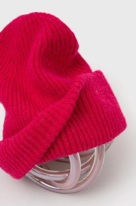Medicine caciula din amestec de lana culoarea roz, din tricot gros