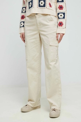 Medicine pantaloni femei, culoarea bej, lat, medium waist