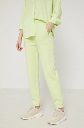 Medicine pantaloni femei, culoarea verde, neted