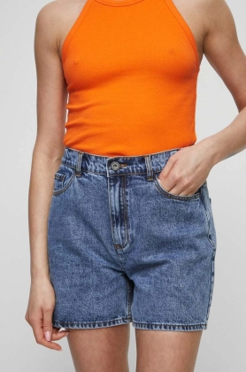Medicine pantaloni scurti jeans femei, neted, high waist