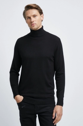 Medicine pulover barbati, culoarea negru, light, cu guler