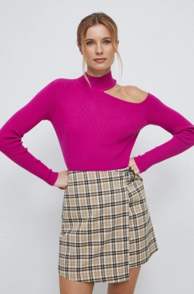 Medicine pulover femei, culoarea roz, light, cu turtleneck
