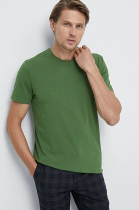 Medicine tricou din bumbac culoarea verde, neted