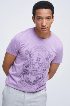 Medicine tricou din bumbac culoarea violet, cu imprimeu