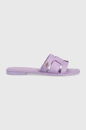 Mexx slapi de piele Jacey femei, culoarea violet, MXCY011701W