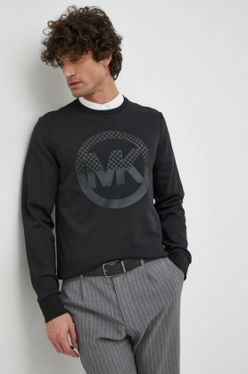 Michael Kors bluza barbati, culoarea negru, cu imprimeu