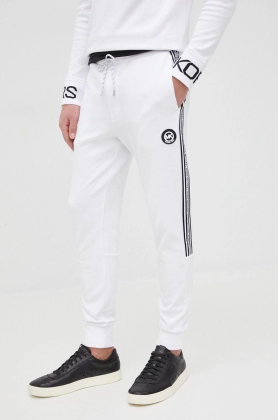 Michael Kors pantaloni barbati, culoarea alb, cu imprimeu