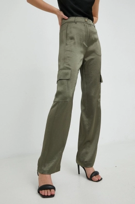 MICHAEL Michael Kors pantaloni femei, culoarea verde, fason cargo, high waist