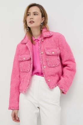 Miss Sixty jacheta de puf din amestec de lana culoarea roz, de tranzitie