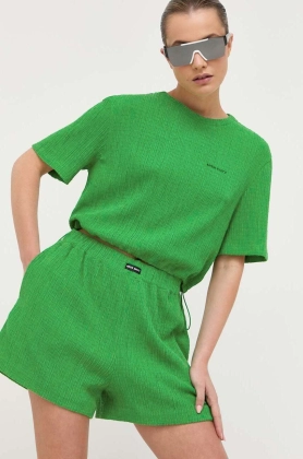 Miss Sixty pantaloni scurti femei, culoarea verde, neted, high waist
