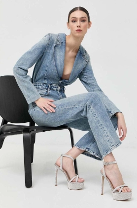 Miss Sixty salopeta jeans bumbac, cu decolteu in v