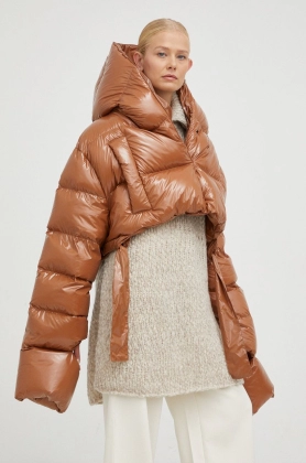 MMC STUDIO geaca de puf Maffo Gloss femei, culoarea maro, de iarna, oversize