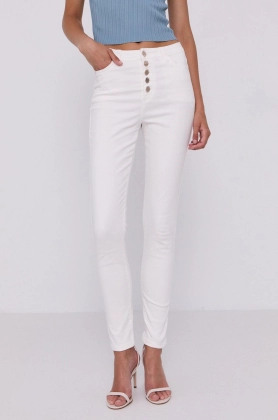 Morgan Jeans femei, culoarea alb, high waist