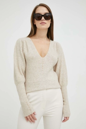 Morgan pulover din amestec de lana femei, culoarea bej,