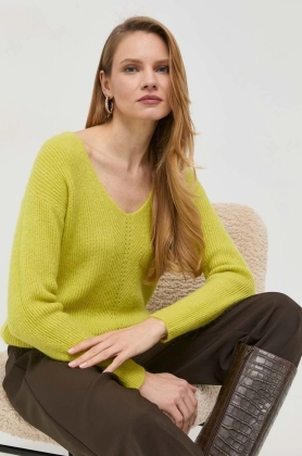 Morgan pulover din amestec de lana femei, culoarea verde,
