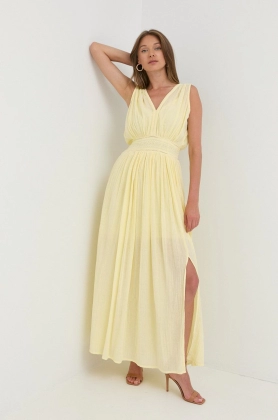 Morgan rochie din bumbac culoarea galben, maxi, drept