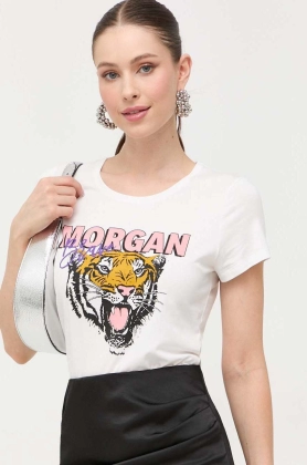 Morgan tricou femei, culoarea alb