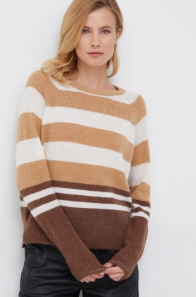 Mos Mosh pulover de lana femei, culoarea maro, light