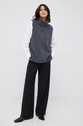 Mos Mosh pulover de lana Zahra femei, culoarea gri, cu guler