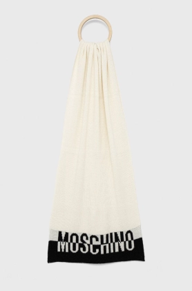 Moschino esarfa din amestec de lana culoarea alb, modelator