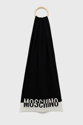 Moschino esarfa din amestec de lana culoarea negru, modelator