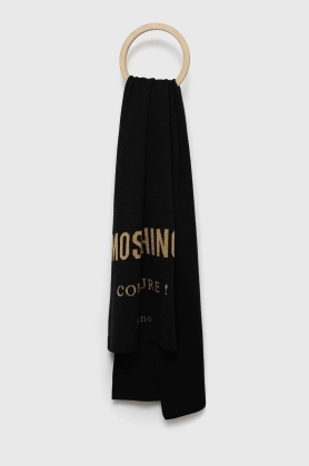Moschino esarfa din amestec de lana culoarea negru, modelator