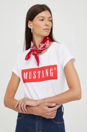 Mustang tricou din bumbac culoarea alb