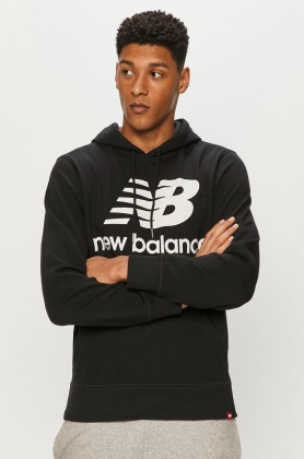 New Balance Bluza MT03558BK barbati, culoarea negru, cu imprimeu
