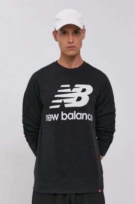 New Balance Bluza MT03560BK barbati, culoarea negru, cu imprimeu
