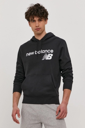 New Balance Bluza MT03910BK barbati, culoarea negru, cu imprimeu
