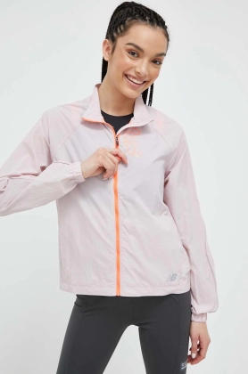 New Balance jacheta de alergare Printed Impact Run Light Pack culoarea roz, de tranzitie, oversize