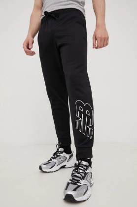 New Balance pantaloni de antrenament Tenacity Performance barbati, culoarea negru, cu imprimeu