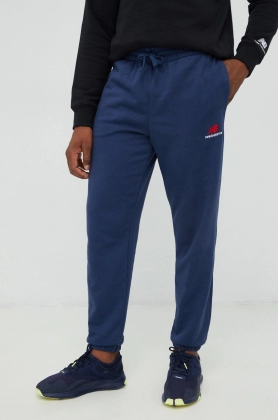 New Balance pantaloni de trening barbati, culoarea albastru marin, cu imprimeu