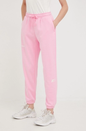 New Balance pantaloni de trening femei, culoarea roz, neted