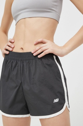 New Balance pantaloni scurti de antrenament Athletics Remastered culoarea gri, cu imprimeu, high waist