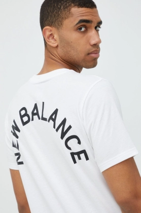New Balance tricou barbati, culoarea alb, cu imprimeu