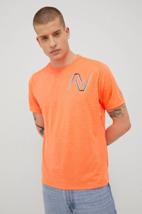 New Balance tricou de antrenament MT21277VO2 culoarea portocaliu, cu imprimeu