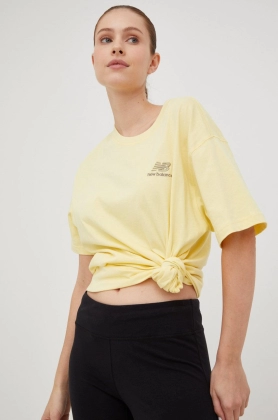 New Balance tricou din bumbac culoarea galben