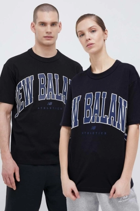 New Balance tricou din bumbac culoarea negru, cu imprimeu