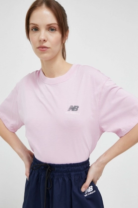 New Balance tricou din bumbac culoarea roz