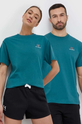 New Balance tricou din bumbac culoarea verde, cu imprimeu