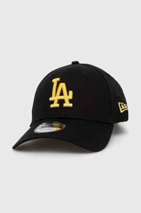 New Era sapca de baseball din bumbac culoarea negru, cu imprimeu, LOS ANGELES DODGERS