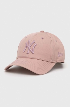 New Era sapca de baseball din bumbac culoarea roz, neted, NEW YORK YANKEES
