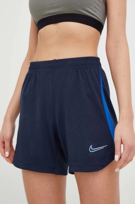 Nike pantaloni scurti de antrenament femei, culoarea albastru marin, cu imprimeu, medium waist