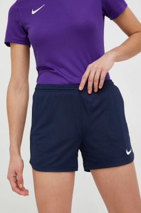 Nike pantaloni scurti de antrenament Park 20 femei, culoarea gri, neted, high waist