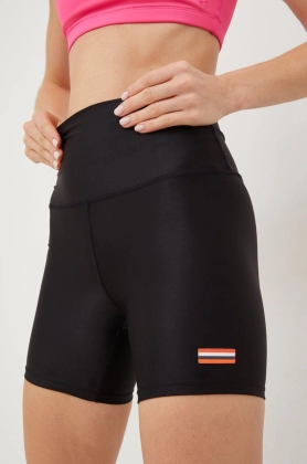 P.E Nation pantaloni scurti de antrenament Perseverance femei, culoarea negru, neted, high waist