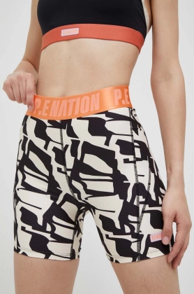 P.E Nation pantaloni scurti de antrenament Rockland culoarea bej, modelator, high waist